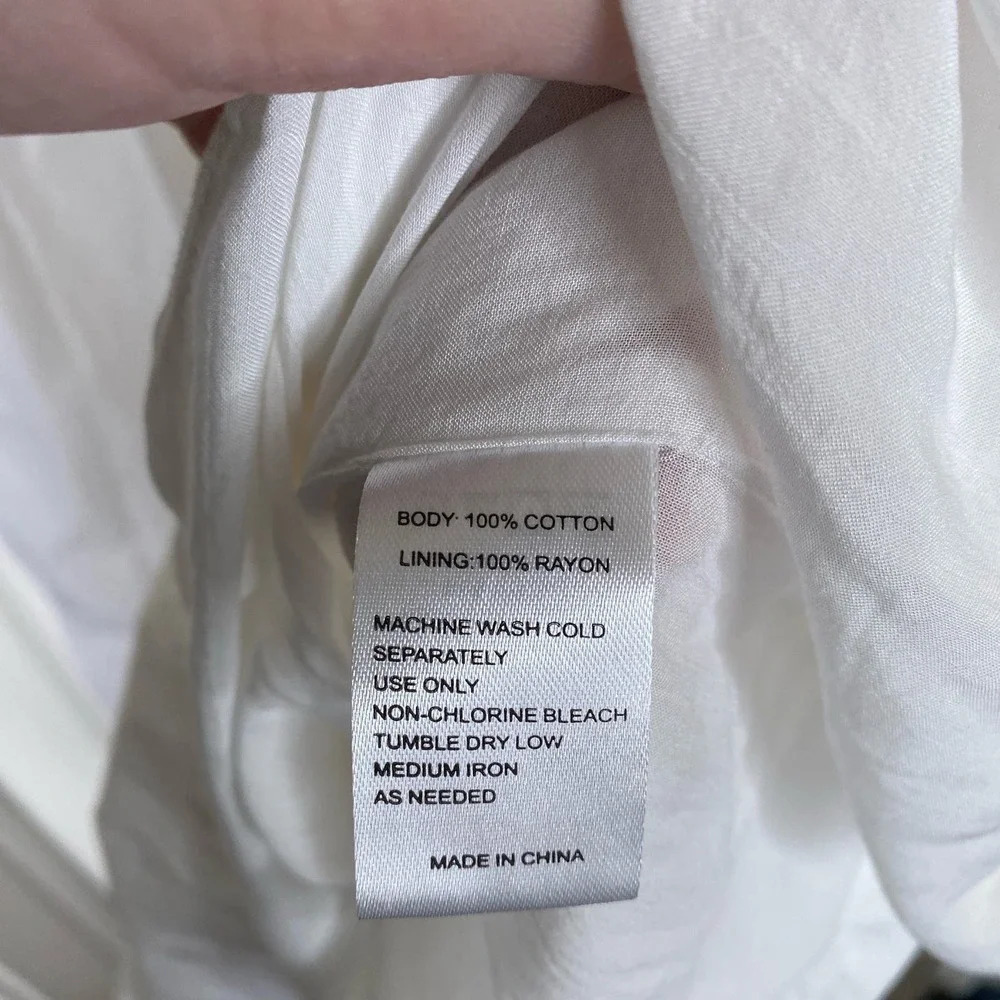 TROVATA Birds of Paradis Dolores Cotton Midi Dress Classic White Size Medium - Picture 9 of 11